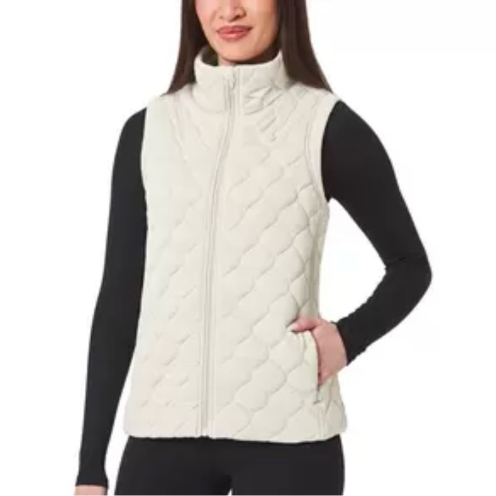 Kirkland Women Quilted Active Vest Oatmeal Size Small 7771811 NWT Stretch Pocket